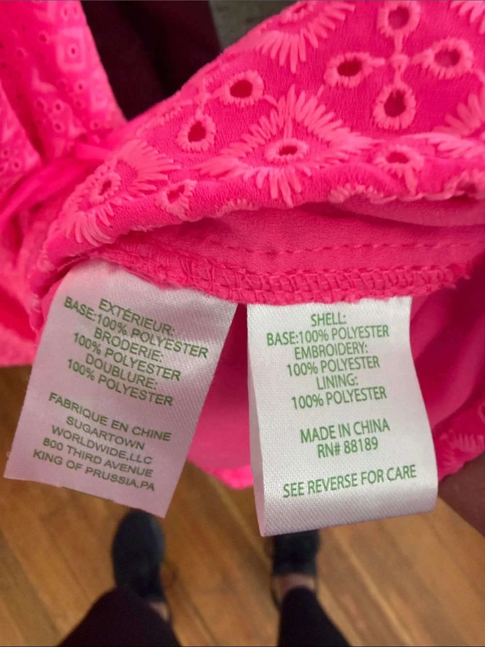 Lilly Pulitzer Hot Pink Diamond Eyelet Shift Dress/Romper - Picture 4 of 5